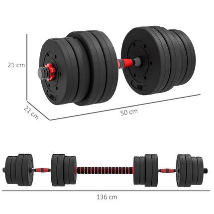 Nastavitelná sada jednoruček a velké činky, 30 kg, pro domácí posilovnu