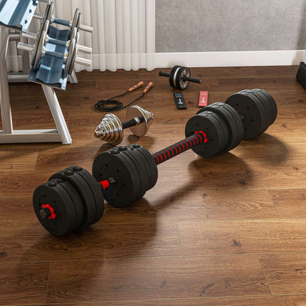 Nastavitelná sada jednoruček a velké činky, 30 kg, pro domácí posilovnu