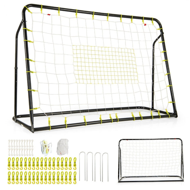 2 in 1 football goal & rebounder football goals 187 x 60 x 102-122.5 cm children's football goal set height adjustable black