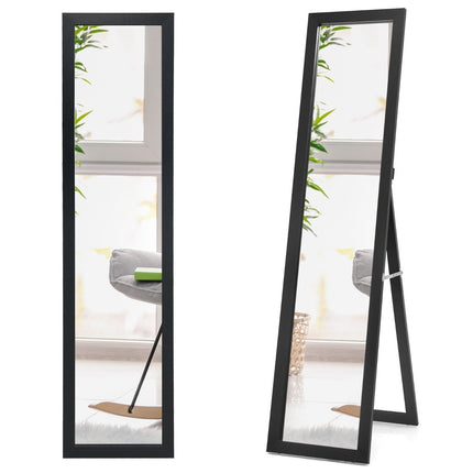 Celopostavové zrcadlo 2 v 1 s dřevěným rámem 37 x 155 cm, černá