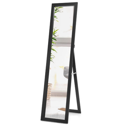 Celopostavové zrcadlo 2 v 1 s dřevěným rámem 37 x 155 cm, černá