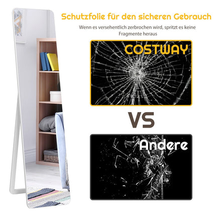 2 in 1 full-length mirror, standing mirror and wall mirror 160 x 37 cm white