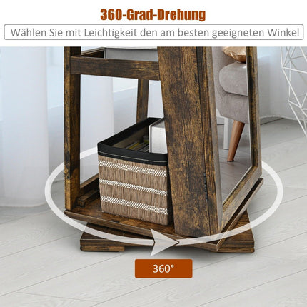 Šperkovnice a žebříkový regál 2 v 1 s celopostavovým zrcadlem 39 x 39 x 161 cm, hnědá
