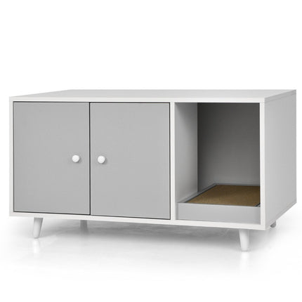 Odkládací stolek a kočičí skříňka 2 v 1 se škrabadlem, kočičí toaleta, konferenční stolek 90 x 50 x 50 cm, šedá