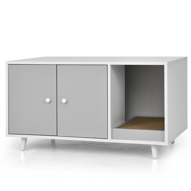 Odkládací stolek a kočičí skříňka 2 v 1 se škrabadlem, kočičí toaleta, konferenční stolek 90 x 50 x 50 cm, šedá