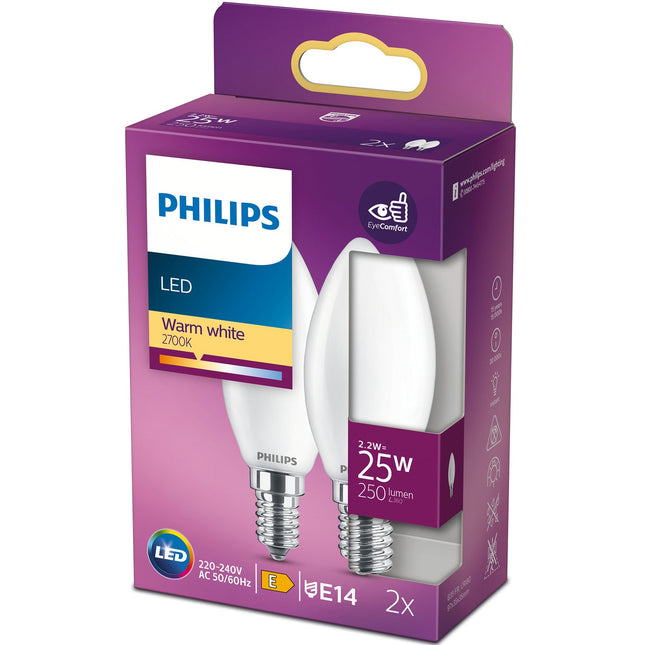 2 ks LED žárovka E14 Crown 25W matná 250lm