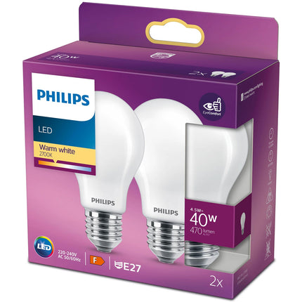 2 ks LED žárovka E27 klasická 40W matná 470lm