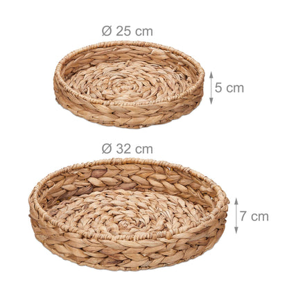 2dílná sada podnosů z vodního hyacintu