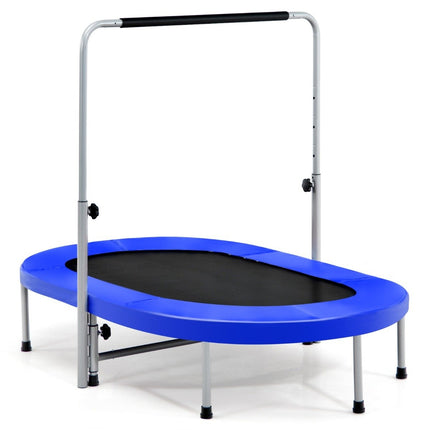 Trampolína pro 2 osoby s výškově nastavitelným madlem, minitrampolína 154 x 90 x 92 -132 cm, modrá
