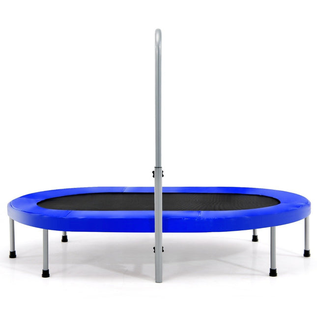 2 persoons trampoline met in hoogte verstelbare handgreep mini trampoline 154 x 90 x 92 -132 cm blauw