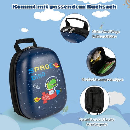 2dílný dětský kufr + batoh, plastový dětský trolley, sada dětských kufrů, vesmírní dinosauři