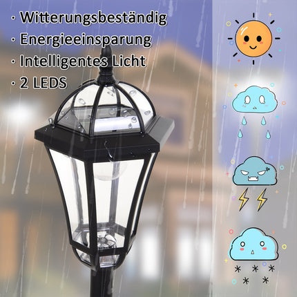Solární LED pouliční světlo, IP44 voděodolné, úsporné, černá