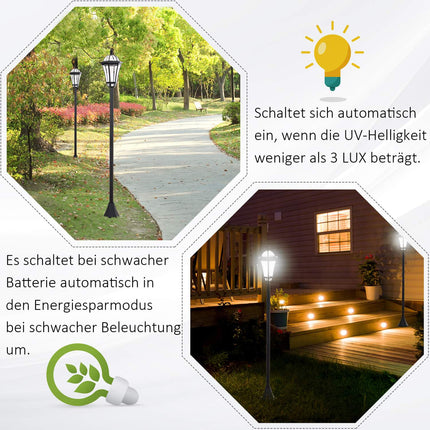 Solární LED pouliční světlo, IP44 voděodolné, úsporné, černá