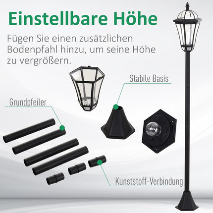 Solární LED pouliční světlo, IP44 voděodolné, úsporné, černá