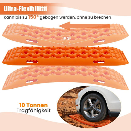2 pieces traction aid sand sheets off-road tire ladder for sand/mud/snow 107 x 31 x 7 cm orange