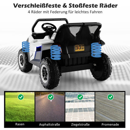 2místné dětské auto 12V s hudbou a světlomety 118 x 74 x 71 cm – bílé