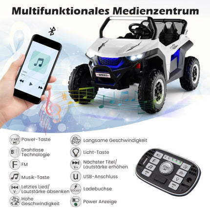 2místné dětské auto 12V s hudbou a světlomety 118 x 74 x 71 cm – bílé