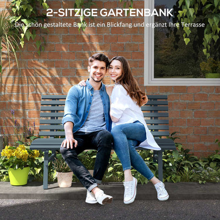 2-seater aluminum garden bench, weatherproof and UV-resistant