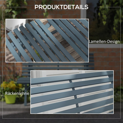 2-seater aluminum garden bench, weatherproof and UV-resistant