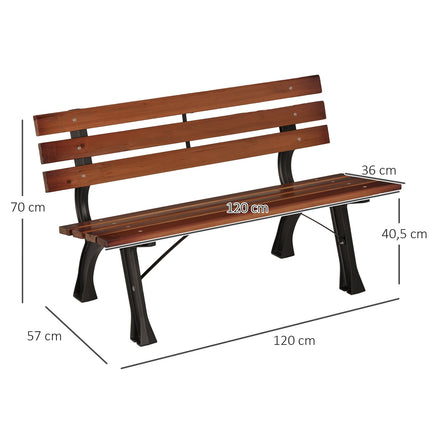 Zahradní lavice pro 2 osoby s opěradlem – 120 cm