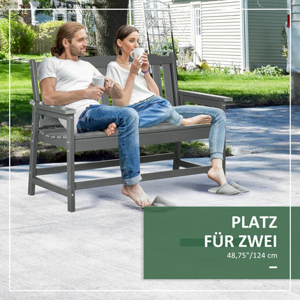 Zahradní lavice pro 2 osoby odolná proti povětrnosti s opěradlem, 124x60x87cm