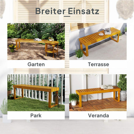 2-seater wooden garden bench, weatherproof, 300 kg capacity