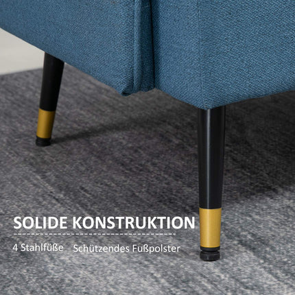 Modern dark blue 2-seater sofa with thick cushions