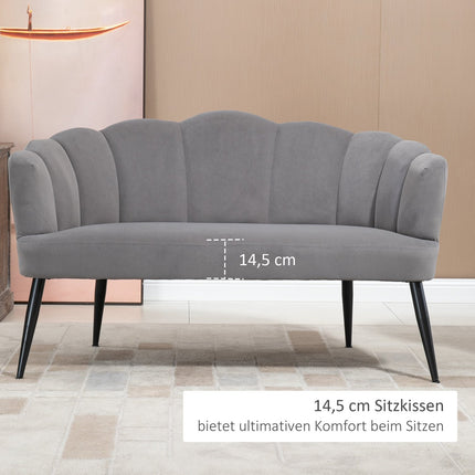 Dvoumístná pohovka, dvojsedačka v moderním designu, nosnost až 160 kg, 132 x 66 x 80 cm, šedá