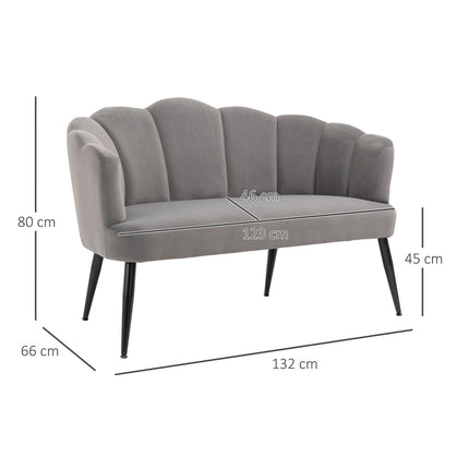 Dvoumístná pohovka, dvojsedačka v moderním designu, nosnost až 160 kg, 132 x 66 x 80 cm, šedá