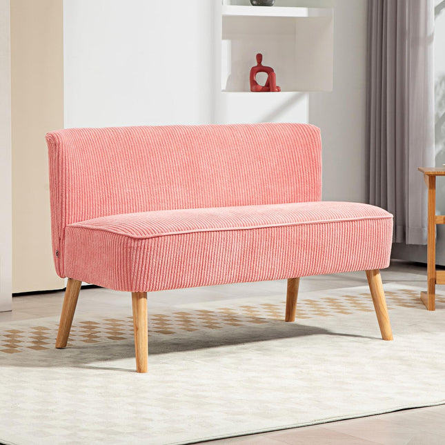 Dvoumístná čalouněná pohovka – kompaktní a útulný design, růžová