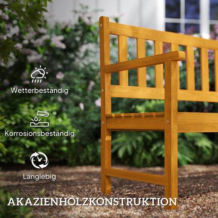 Dvoumístná zahradní lavice z akácie, teakový odstín, sklopný stolek