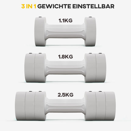 Nastavitelné činky 2 x 2.5 kg, šetrné k podlaze, bílé