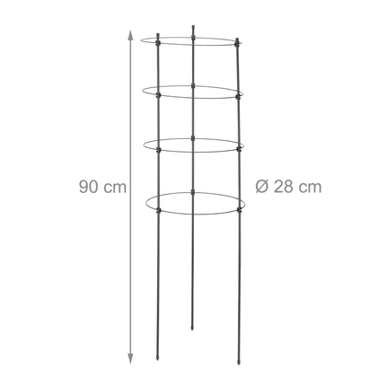 2 ks opěry rostlin s kroužky, 90 cm