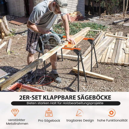 2 x sawhorse work trestle foldable scaffolding trestle can hold up to 500 kg 96.5 x 47 x 76 cm
