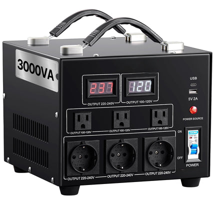 3000W Step Up Down Voltage Converter, US EU Outlets, USB