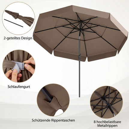 Venkovní slunečník 300 CM, funkce náklonu, větraná střecha