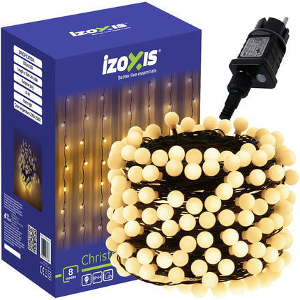 Vánoční světelný řetěz 300 LED, teplá bílá, 30m, 8 režimů