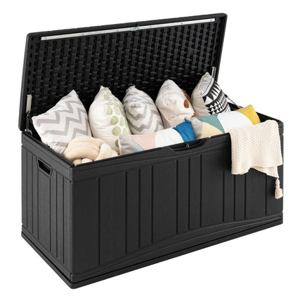 300L Outdoor Storage Box, HDPE, Lockable Lid, Black