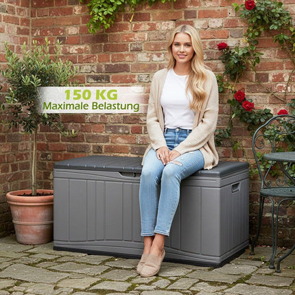 300L Outdoor Storage Box, HDPE, Lockable Lid, Grey