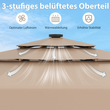 Slunečník na terasu 300 cm se solárními LED světly, nastavitelný