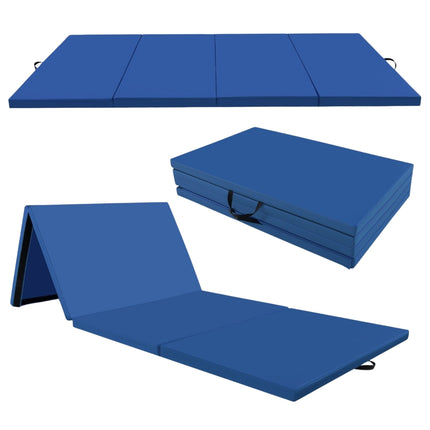 Měkká žíněnka 300 x 117 x 5 cm, skládací gymnastická podložka z umělé kůže, modrá
