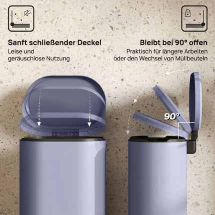 Kuchyňský odpadkový koš s pedálem 30L, tiché dovírání víka, šedý