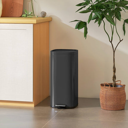 30L Kitchen Trash Can with Soft-Close Lid, Black