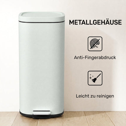 30L Metal Kitchen Trash Can, Soft-Close Lid, Green