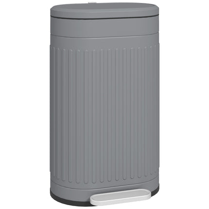 Kovový odpadkový koš s pedálem 30L a tichým dovíráním víka, šedý