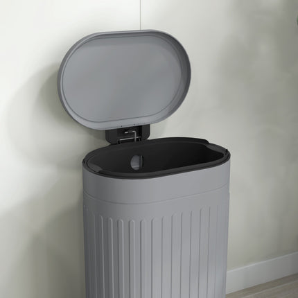 Kovový odpadkový koš s pedálem 30L a tichým dovíráním víka, šedý