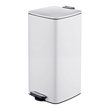 Bílý odpadkový koš s pedálem 30L a tichým dovíráním víka