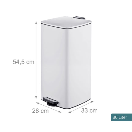Bílý odpadkový koš s pedálem 30L a tichým dovíráním víka