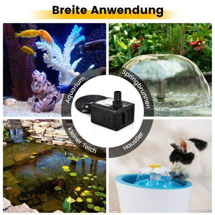 Mini akvarijní čerpadlo 30 W s výtlakem 2.5 m, napájecím kabelem 1.83 m a 3 tryskami, vodní čerpadlo 1400 L/h