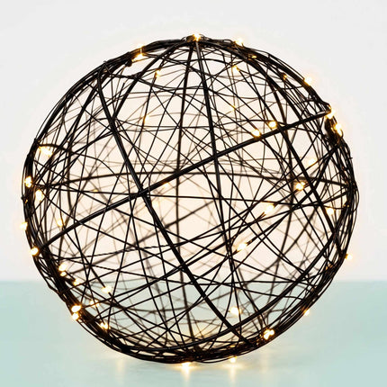 30 cm Black LED Decor Orb – Warm White Light